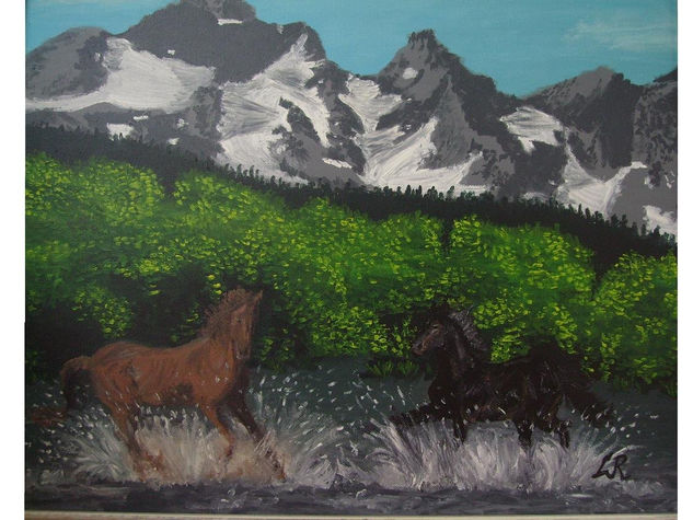 caballos Oil Panel Animals