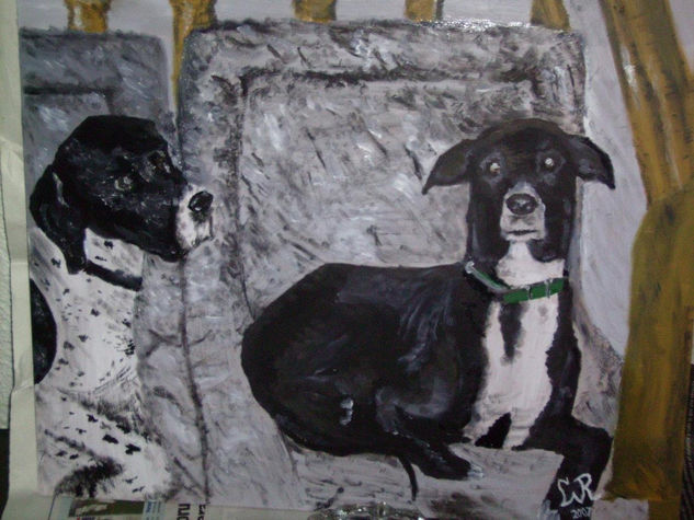 perros sofá Oil Panel Animals