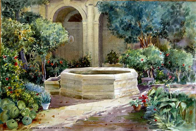 Claustro de la Catedral Watercolour Canvas Landscaping