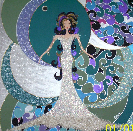 MUJER LUNA Acrylic Canvas Figure Painting