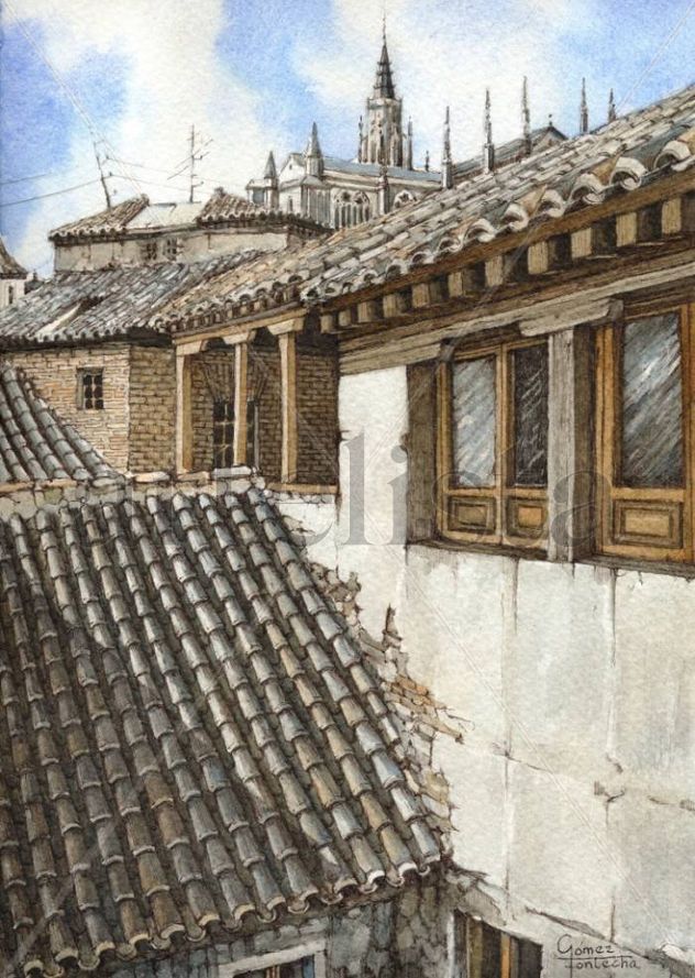 Catedral y tejados. Toledo.