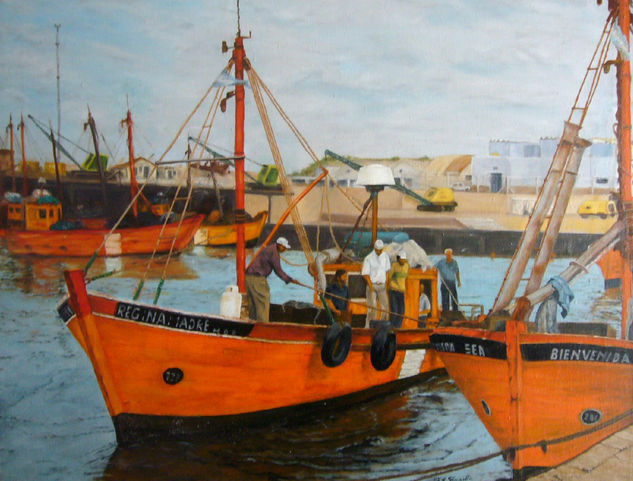 Pescadores Óleo Lienzo Marina