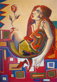 madame Oil Textile Figure Painting