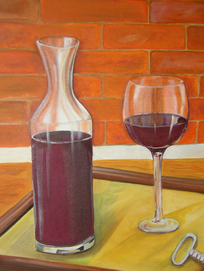 Copa y Vino Oil Canvas Still Life Paintings