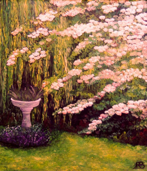 Jardín con peonias Oil Canvas Landscaping