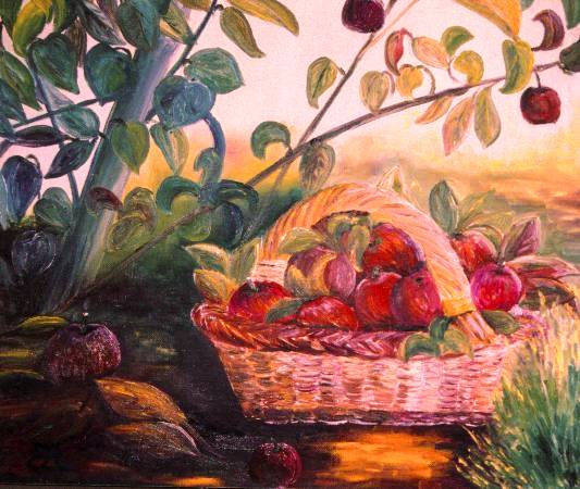 Cesta con manzanas Oil Canvas Landscaping