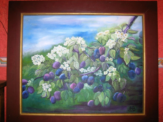 Ciruelo en flor Oil Canvas Landscaping