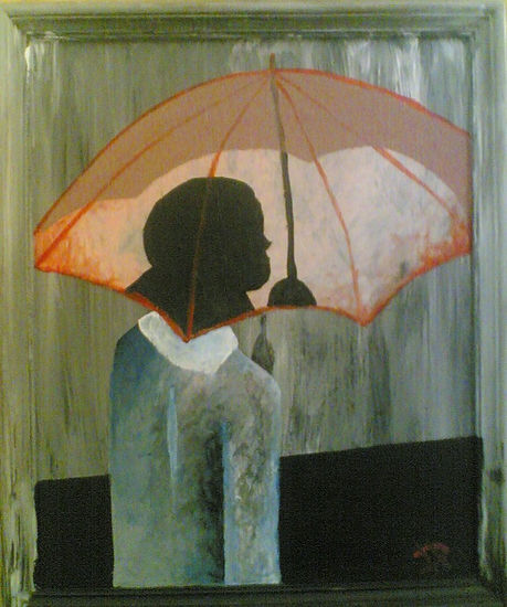 Sombras bajo la lluvia Acrylic Glass Figure Painting