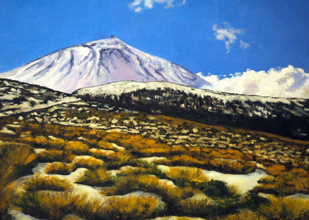 Teide y nieve Oil Canvas Landscaping