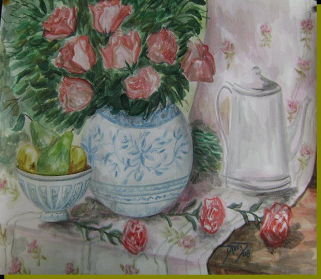 Bodegon de Rosas y Claveles