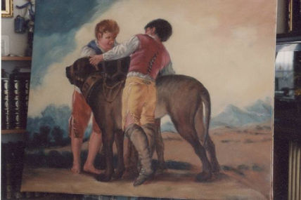 Niños con mastines