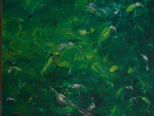 selva y aves Oil Canvas Landscaping