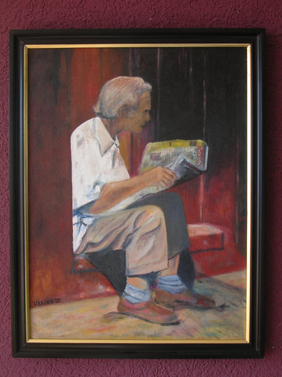 Viejo Oil Canvas Figure Painting