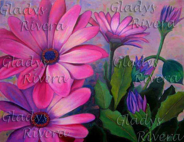 MIS MARGARITAS Oil Canvas Floral Painting