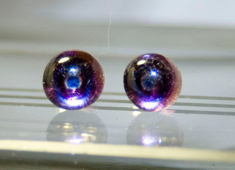 PENDIENTES TRANPARENTES EN AÑIL Y LILA