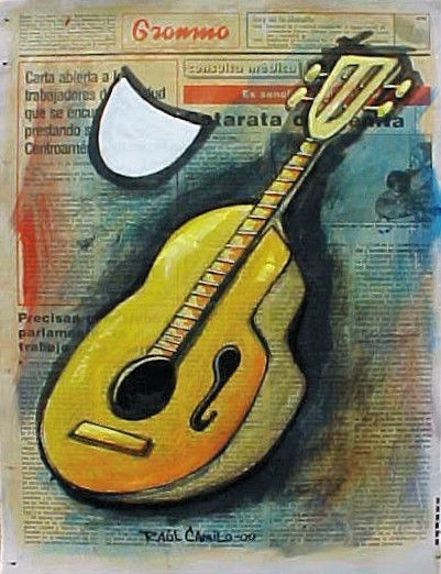 Guitarra Acrylic Paper Figure Painting