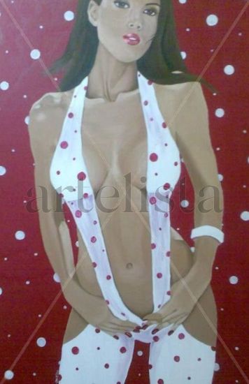 chica con glamour Mixed media Canvas Figure Painting