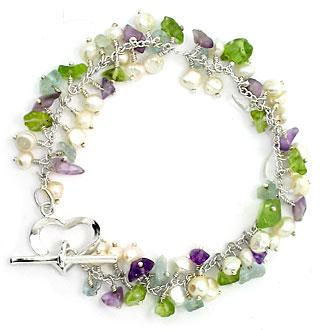 Pulsera de cuarzos y perlas de río