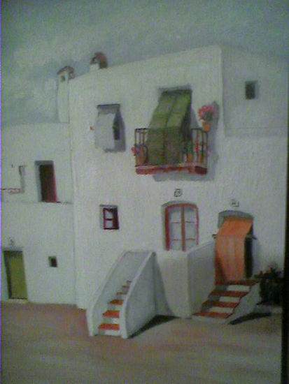 casas blancas Oil Canvas Landscaping