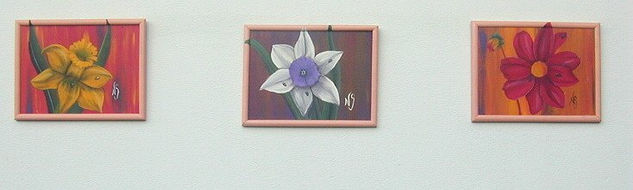 Trio de colores Acrylic Panel Floral Painting