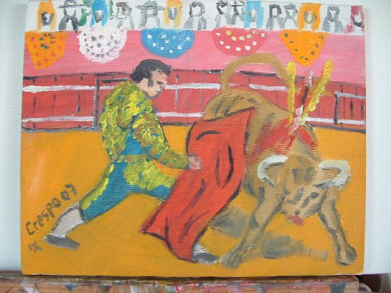 Toros Muletazo Oil Canvas Landscaping