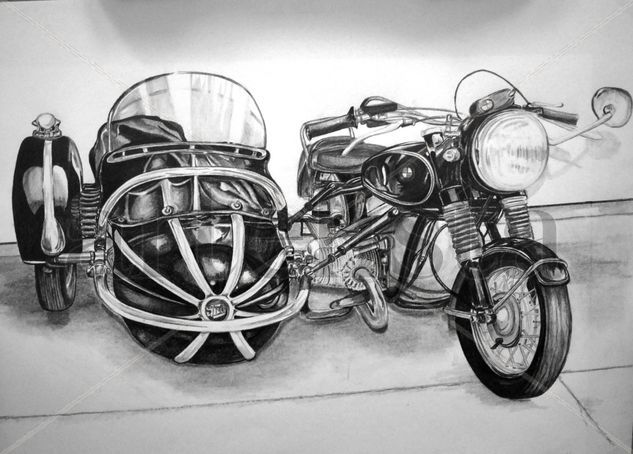 Moto con sidecar Pencil