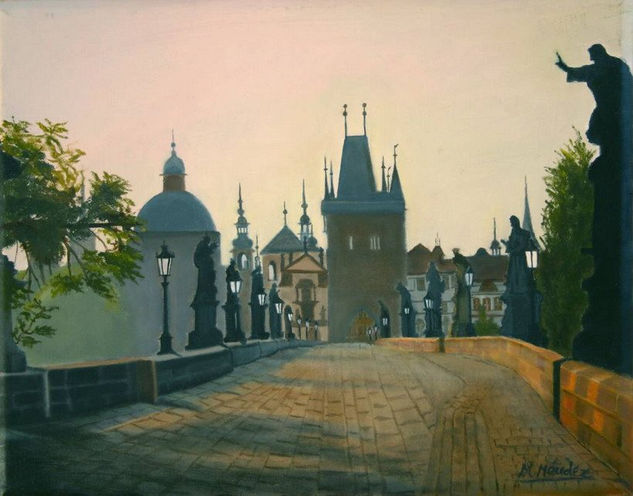 Puente Carlo Praga Oil Canvas Landscaping