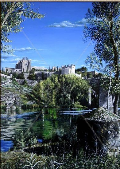 Puente de San Martín (2) - Toledo Óleo Tabla Paisaje