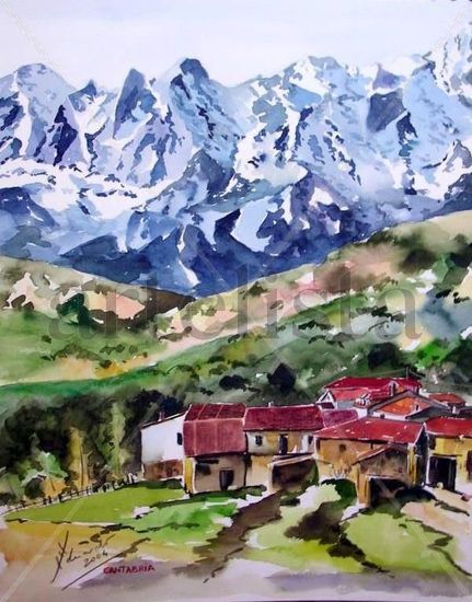 Cantabria Watercolour Canvas Landscaping