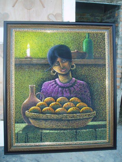 Vendedora en la noche Oil Canvas Others