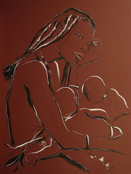 Mujer con niños