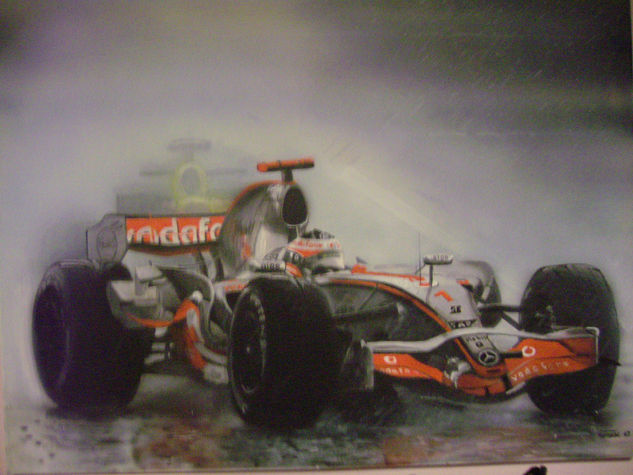 Alonso bajo la lluvia Acrylic Canvas Sports