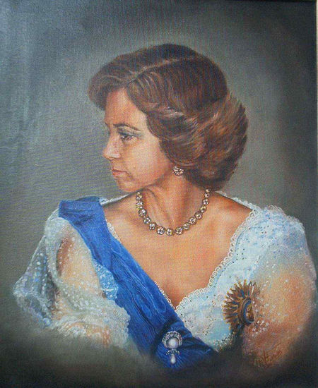 Reina Doña Sofía Oil Canvas Portrait