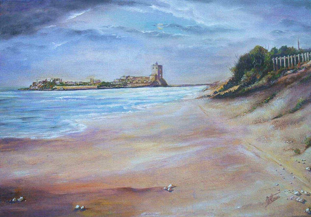 Playa de Sancti Petri Oil Canvas Marine Painting