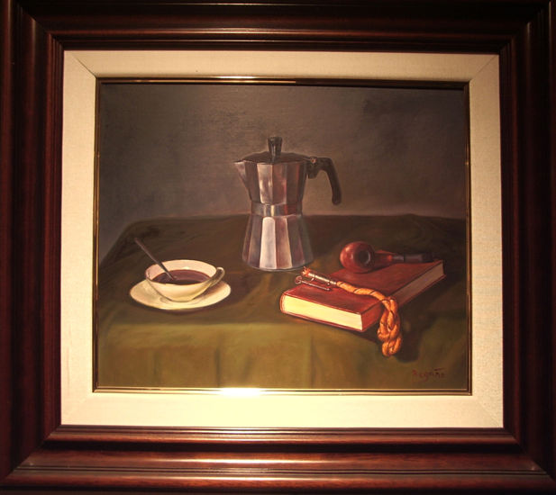 Hora del Café, de REGAÑO Oil Canvas Still Life Paintings