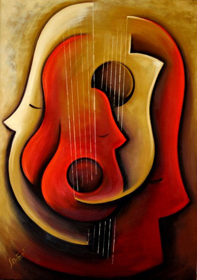 Toma la guitarra y toca una cancion