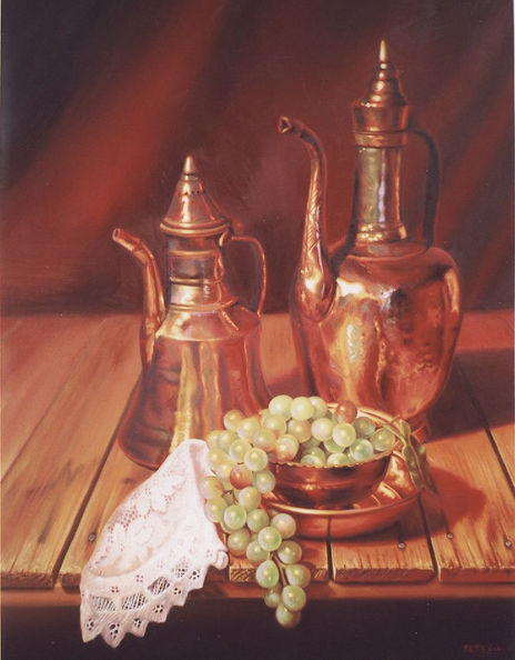 Jarrones y uvas