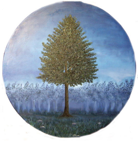 arbol azul Oil Canvas Landscaping