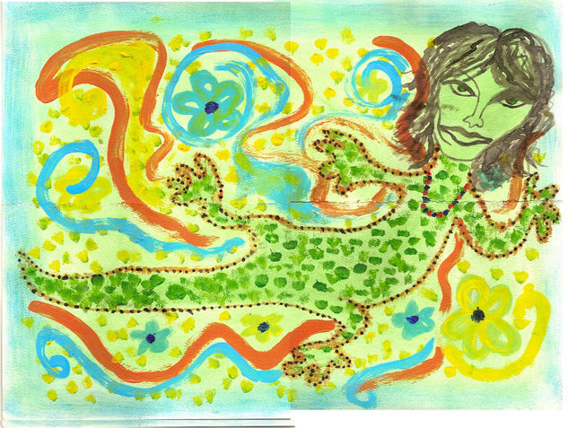 Rey Lagarto Pastel Papel Retrato