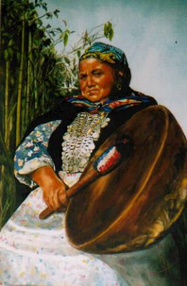 Mujer Mapuche Acuarela Papel Retrato