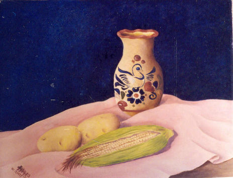 Florero con elote