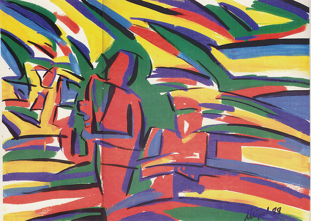 Jazz trio 2 Gouache Paper Figure Painting