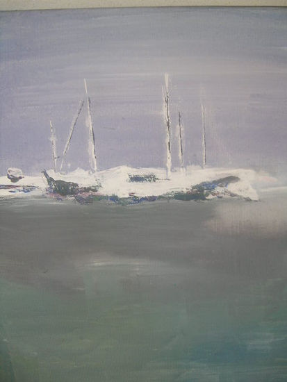 Barcos en Puerto Oil Canvas Landscaping