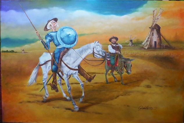 Quijoe y Sancho Oil Canvas Landscaping