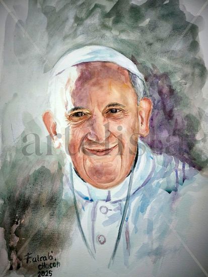 Papa Francisco Watercolour Paper Figure Painting