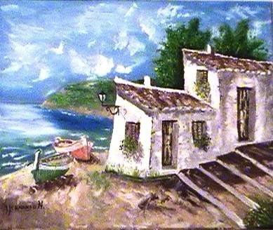 Casa de pescadores Oil Canvas Marine Painting