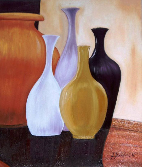 Jarrones minimalistas Oil Canvas Still Life Paintings