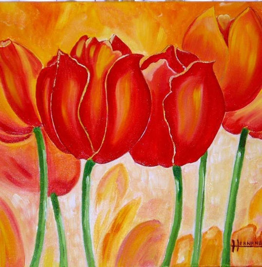 Tulipanes 2 Oil Canvas Floral Painting