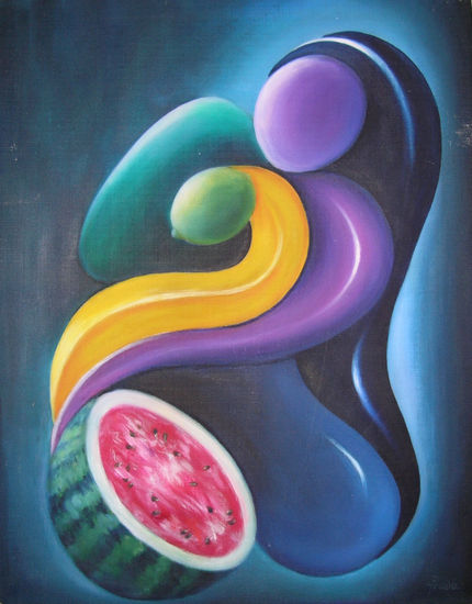 Figura con sandia. Media Mixta Tela Otros