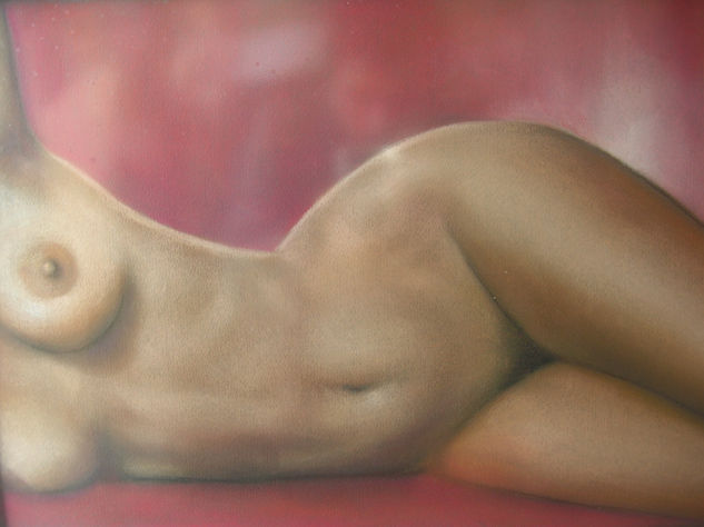 Desnudo Sobre rojo. Pastel Otros Desnudos